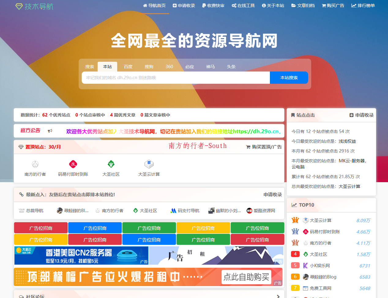 最新可用的技术导航网源码-大圣技术导航